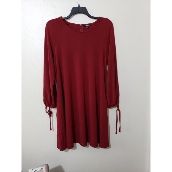 Premise Dresses, cranberry, tie sleeve, boat neck, tunic dress, size L - Picture 1 of 7